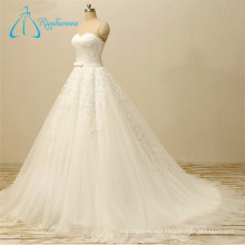 A-Line Sweetheart Lace Appliques Tulle Love Forever Wedding Dress